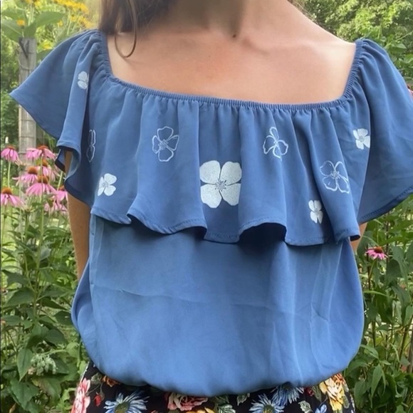 California poppy block print blouse - Picture 2 of 6